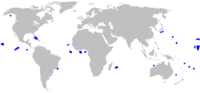 Range of cookie-cutter shark (in blue)