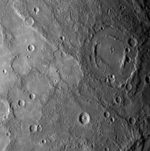 A MESSENGER image from 18,000 km showing a region about 500 km across