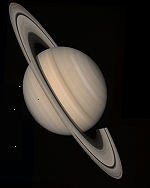 A picture of Saturn taken by Voyager 2.