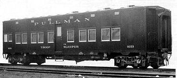 A builder's photo of Pullman troop sleeper #9153.