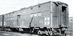 United States Army "Medical Department Kitchen Car" #8762 sits at the Lafayette, Indiana shops of the Monon Railroad on April 17, 1947.
