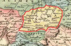 Malwa and neighbourhood according to the historical map of India by Fielding Lucas Jr. (1823).