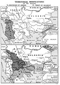 Boundaries on the Balkans after the First and Second Balkan War.