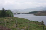 Tanygrisiau reservoir seen from the deviation. The original route of the Ffestiniog Railway is beneath the waters in the foreground