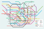 Map of Tokyo Subway system with transfer stations labeled