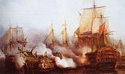 Bucentaure being fired upon by Temeraire at Trafalgar