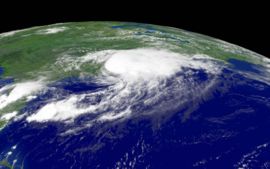 Hurricane Charley, just after its third US landfall in South Carolina