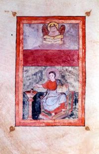 Folio 109 verso contains a portrait of the Evangelist Luke.