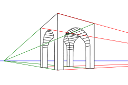 Two point perspective drawing.