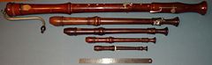 (From top to bottom) Bass, tenor, alto, soprano and sopranino recorders