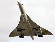 Concorde G-BOAF. The final flight of Concorde landing at Filton Airfield, near Bristol, on 26 November 2003.