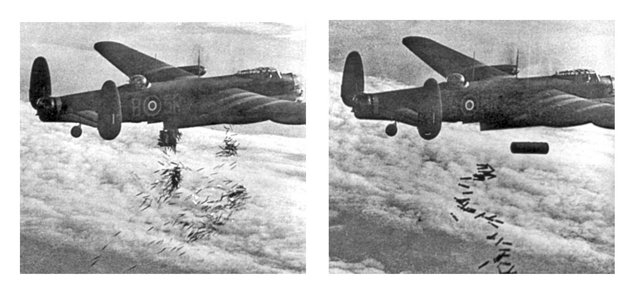 Image:Lancaster I NG128 Dropping Load - Duisburg - Oct 14 - 1944.jpg