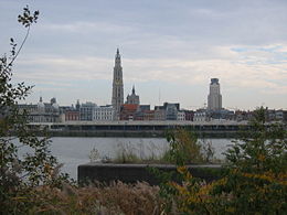 The Cathedral and the Scheldt in Antwerp.