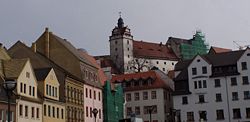 In 2005, the scaffolding was visible from town.