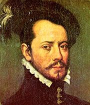 Contemporary painting of Hernán Cortés.