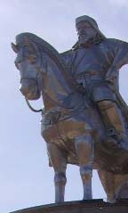 Equestrian statue of Genghis Khan, the largest (40 metres tall) in the world, near Ulaanbaatar, Mongolia. The monument has a viewing platform.