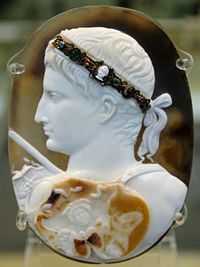 Portrait of Augustus wearing a gorgoneion on a three layered sardonyx cameo, AD 14–20