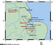 The position of The Fens in eastern England.