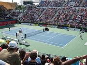 A tennis match during the Dubai Tennis Championships.