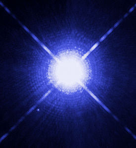 Sirius B, bottom left, is a white dwarf star.