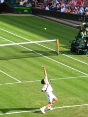 Tim Henman playing at Wimbledon, 2005