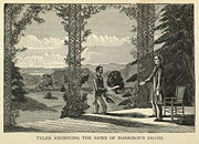 1888 illustration of Vice President Tyler receiving the news of President Harrison's death from Chief Clerk of the State Department Fletcher Webster