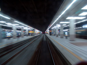 Motion involves change in position, such as in this perspective of rapidly leaving Yongsan Station