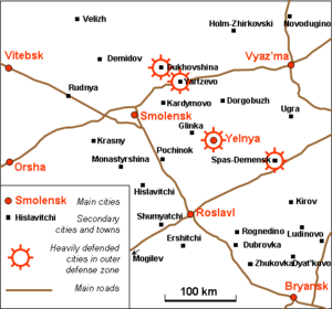 General layout of Smolensk region during the battle