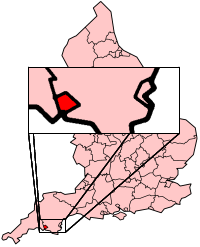 Plymouth shown within Devon and England