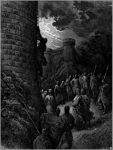 Image:Gustave dore crusades bohemond alone mounts the rampart of antioch.jpg