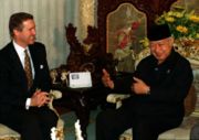 Suharto with U.S. Secretary of Defense William Cohen, January 14, 1998.