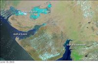 To the northwest of Lothal lies the Kutch { see also Dholavira}peninsula, which was a part of the Arabian Sea until very recently in history. Owing to this, and the proximity of the Gulf of Khambhat, Lothal's river provided direct access to sea routes. Although now sealed off from the sea, Lothal's topography and geology reflects its maritime past.