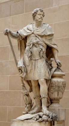 Hannibal counting the rings of the Roman knights killed during the battle, statue by Sébastien Slodtz, 1704, Louvre