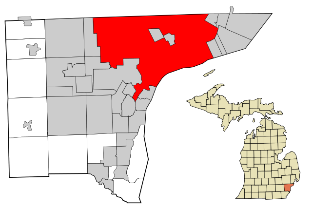 Image:Wayne County Michigan Incorporated and Unincorporated areas Detroit highlighted.svg