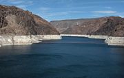 Lake Mead as seen from the Hoover Dam clearly showing the "bathtub ring"