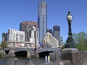 Southbank.  One of the adjacent urban renewal areas, along with St Kilda Road and Melbourne Docklands where the expansion of Melbourne's CBD has recently overflowed.