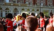 The funeral cortege of Diana, Princess of Wales on route to Westminster Abbey from Kensington Palace.