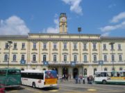 Ljubljana railway station, with tourist buses