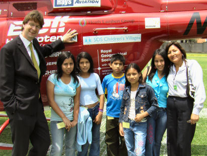 SOS children with the Polar First helicopter